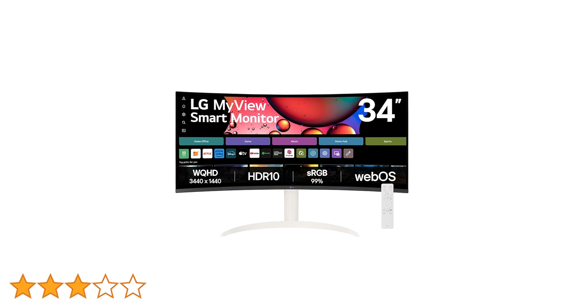 LG MyView Smart Monitor 34SR650C 34インチ LG MyView Smart 34” 21:9 Curved WQHD (3440x1440) with webOS